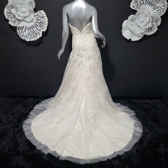 NWT~$1350~CASABLANCA~6/8~IVORY LACE EMBELLISHED STRAPLESS WEDDING DRESS GOWN - Picture 12 of 16